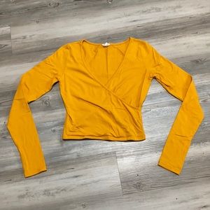 Yellow Long Sleeve Crop Top